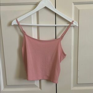 Pink Ribbed Spaghetti Strap Top